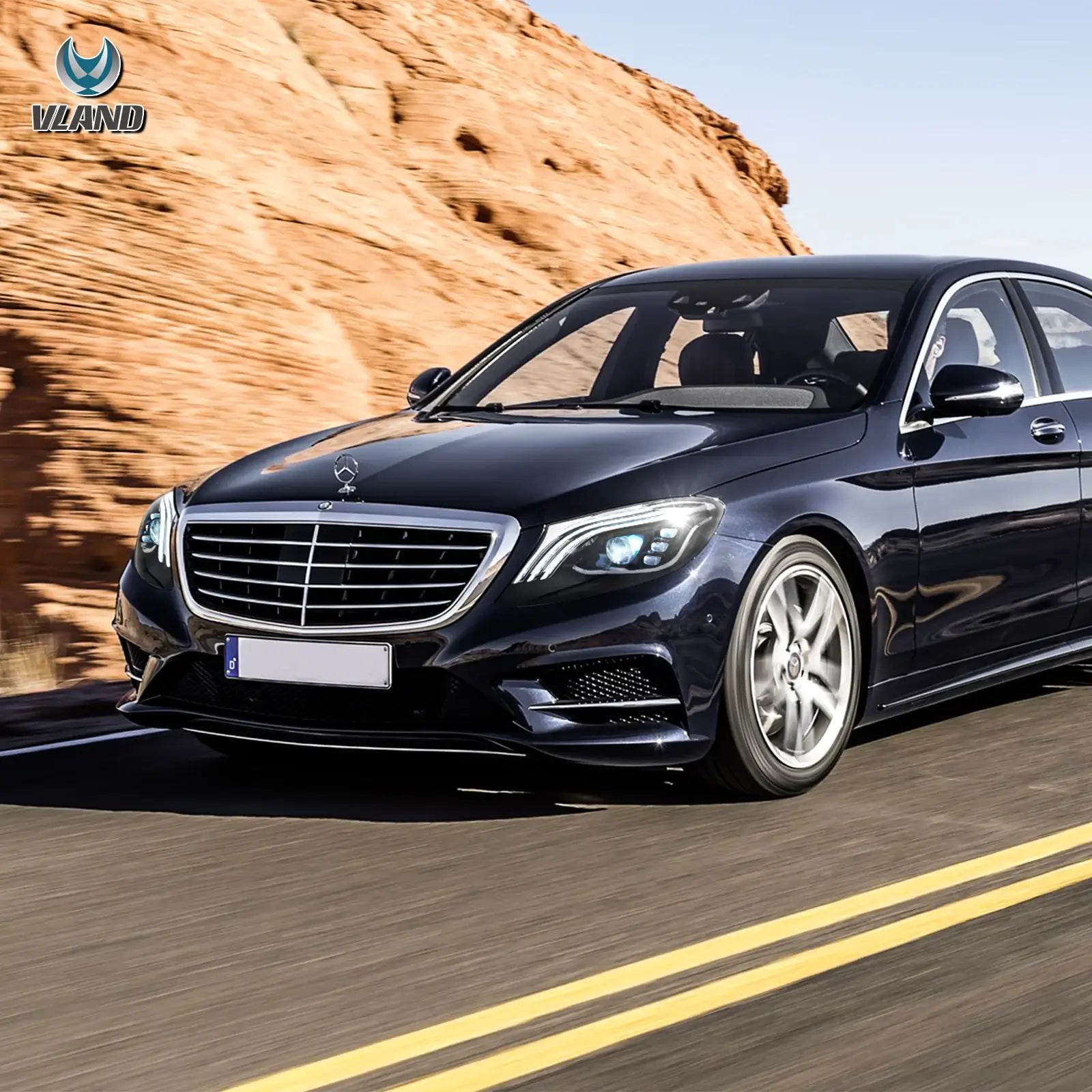 Vland UK14-17 Mercedes-Benz S-Class W222 Vland LED Dual Beam Matrix Headlights Black With Sequential Turn Signal with E-Mark