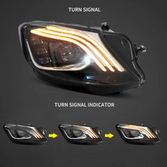 Vland UK14-17 Mercedes-Benz S-Class W222 Vland LED Dual Beam Matrix Headlights Black With Sequential Turn Signal with E-Mark