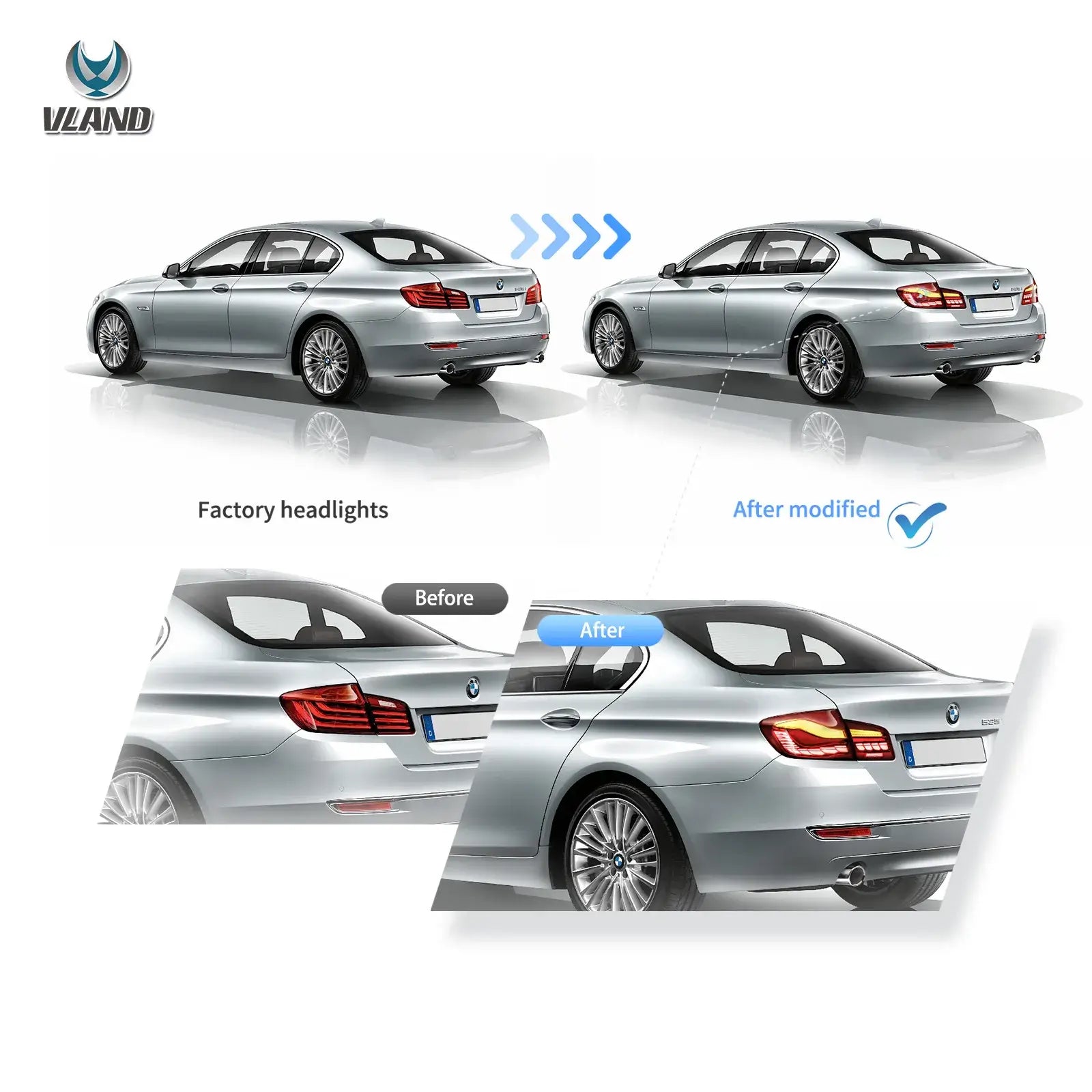 VLAND UK OLED Taillights For 2011-2017 BMW 5 Series M5 F10/F18
