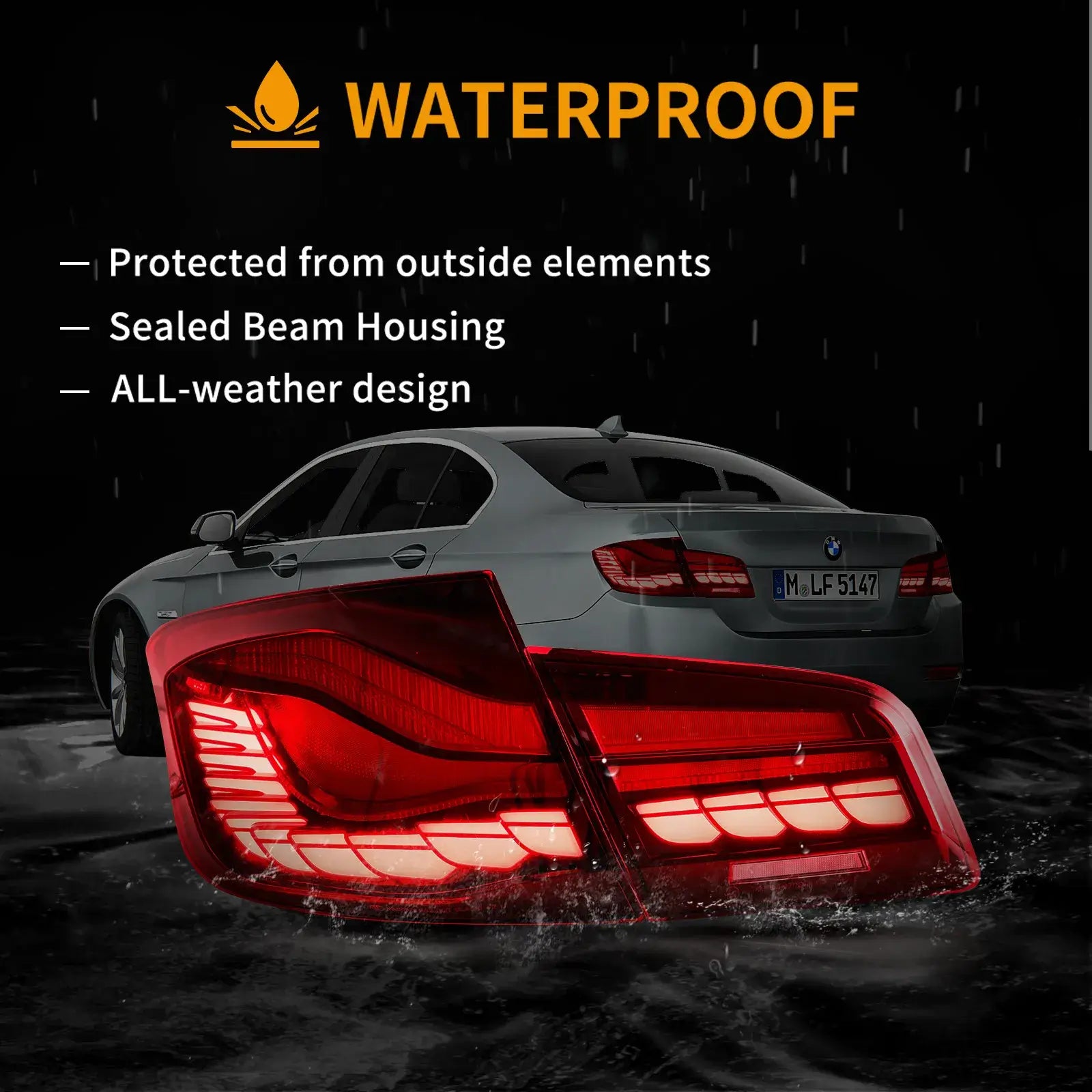 VLAND UK OLED Taillights For 2011-2017 BMW 5 Series M5 F10/F18