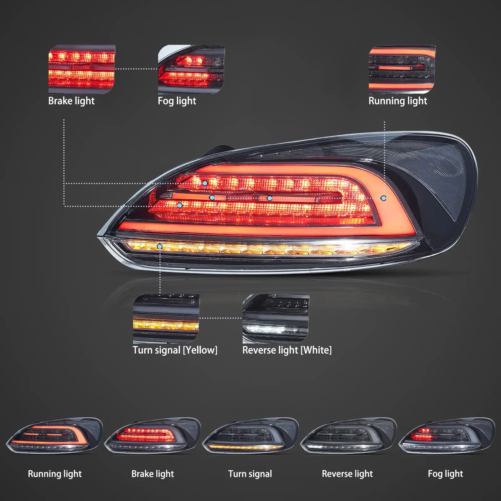 Vland UK 09-14 Volkswagen Scirocco Vland LED Tail Lights W/Amber Sequential Turn Signals