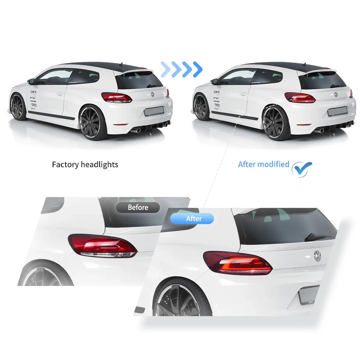 Vland UK 09-14 Volkswagen Scirocco Vland LED Tail Lights W/Amber Sequential Turn Signals