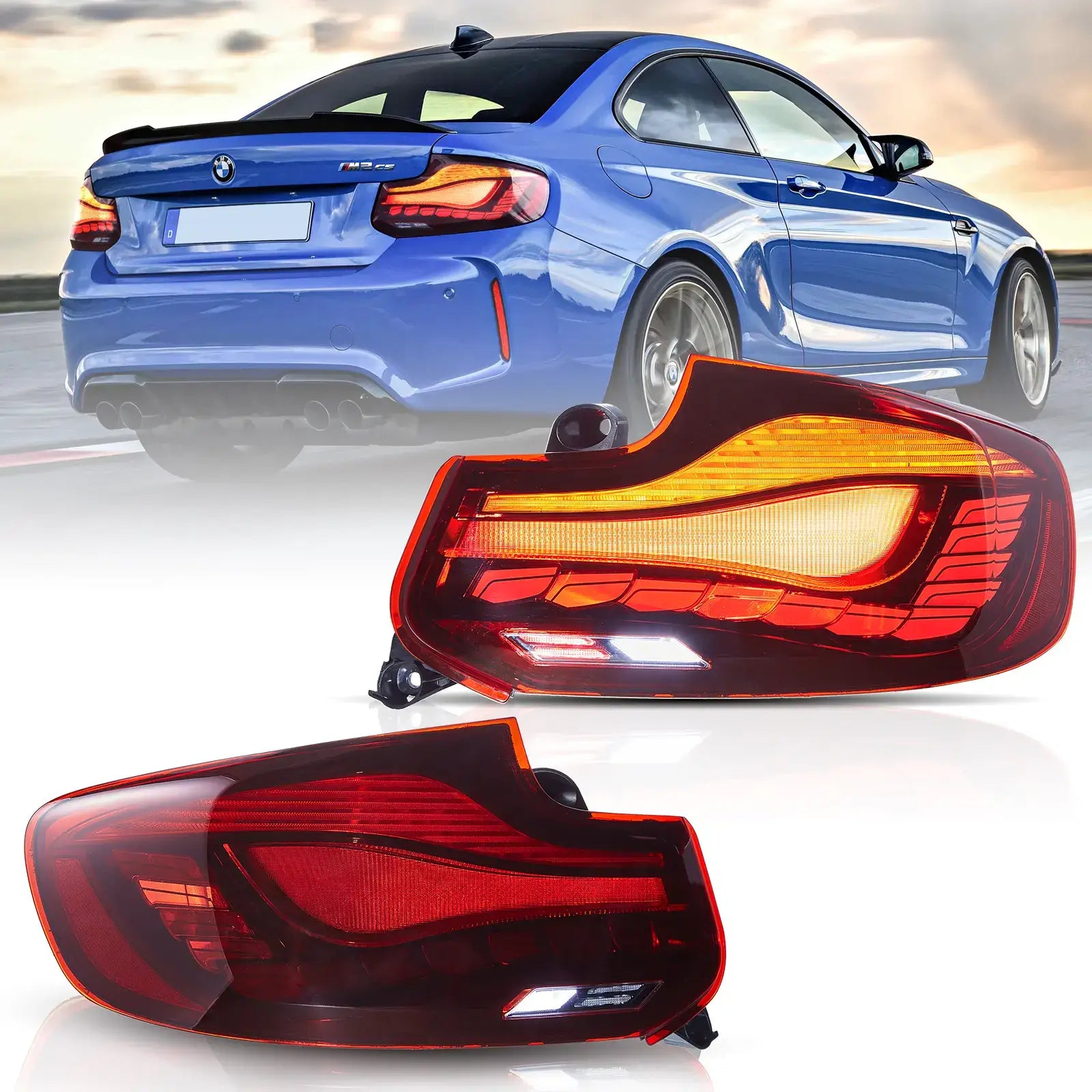 VLAND UK 2014-2021 BMW 2 Series F22 F23 M2 F87 OLED Tail Lights W/ Dynamic Lighting (GTS Style) with E-Mark