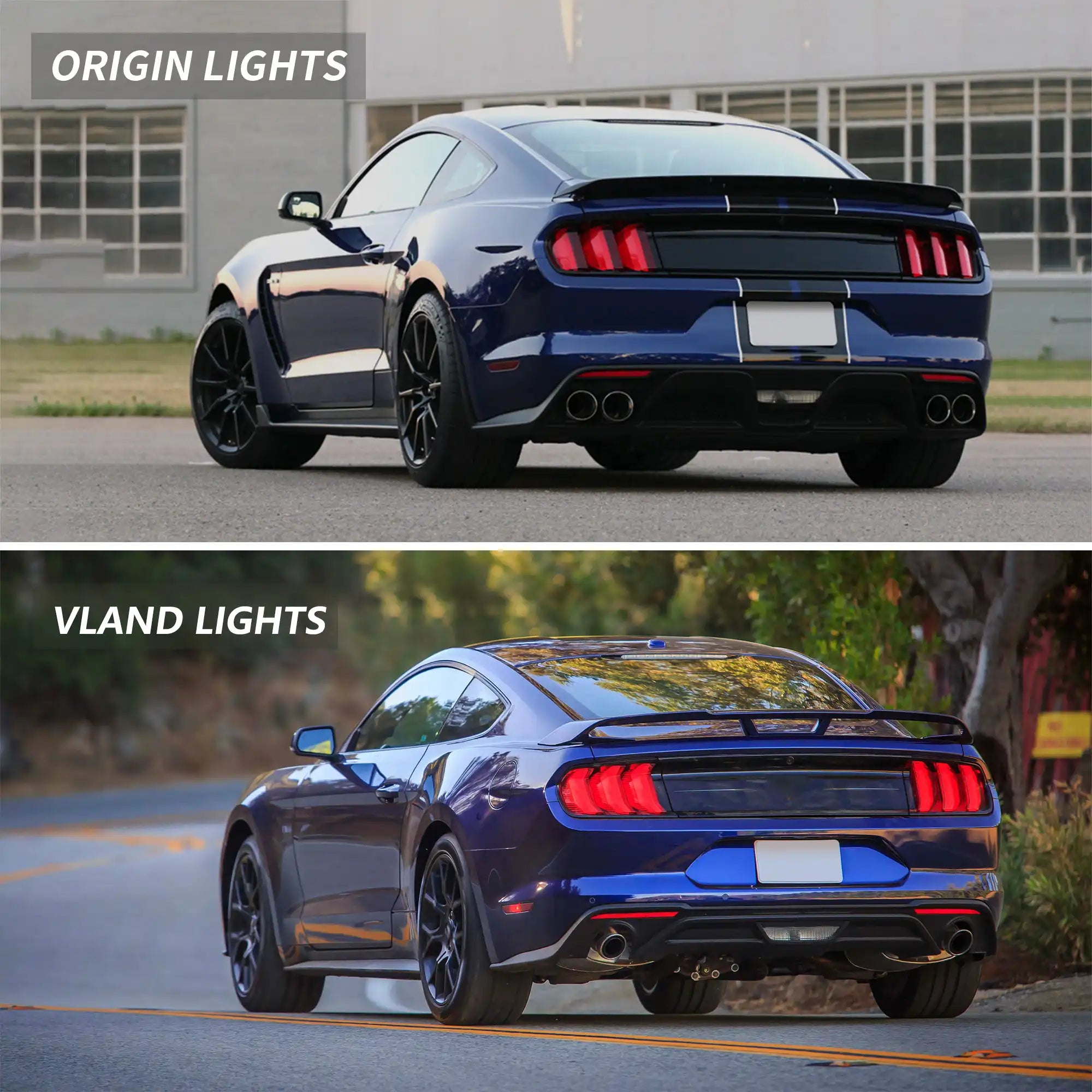 Vland UK 2015-2023 Ford Mustang S550 LED Tail Lights w/5 modes Turn Signal
