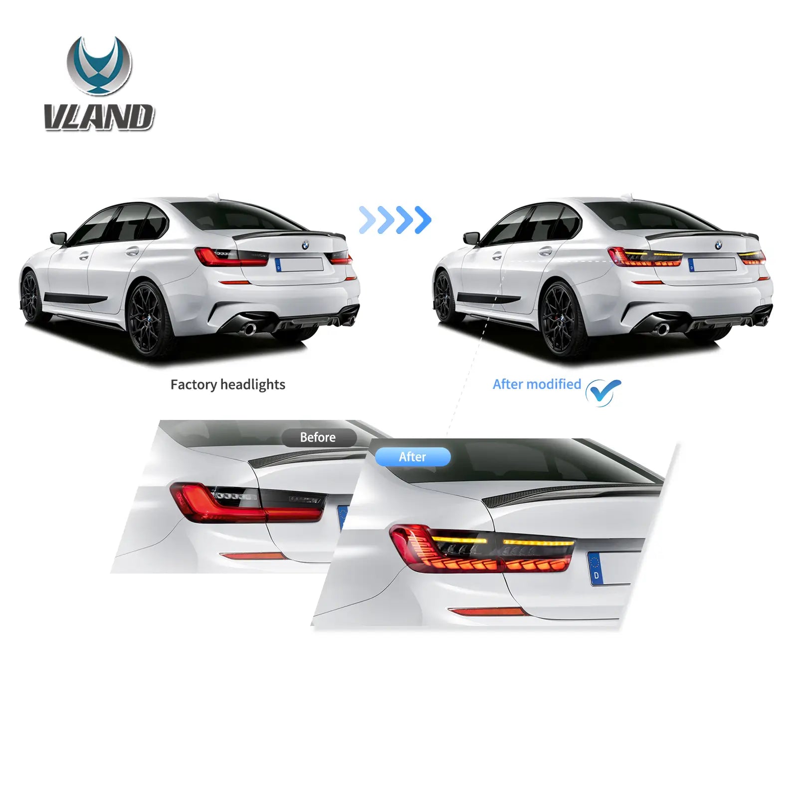 Vland UK18-24 BMW 3 Series G20/G80 M3 Vland OLED Tail Lights Sequential Turn Signal With Dynamic Welcome Lighting