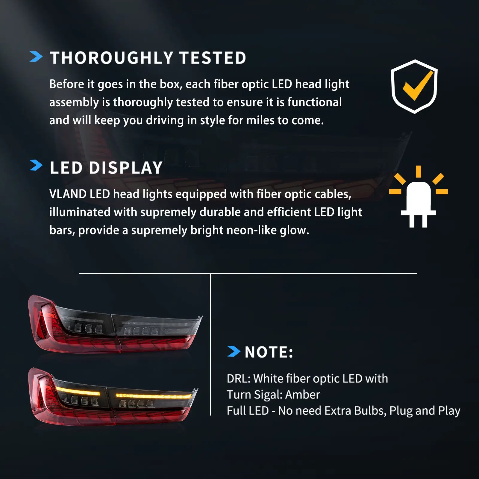 Vland UK18-24 BMW 3 Series G20/G80 M3 Vland OLED Tail Lights Sequential Turn Signal With Dynamic Welcome Lighting