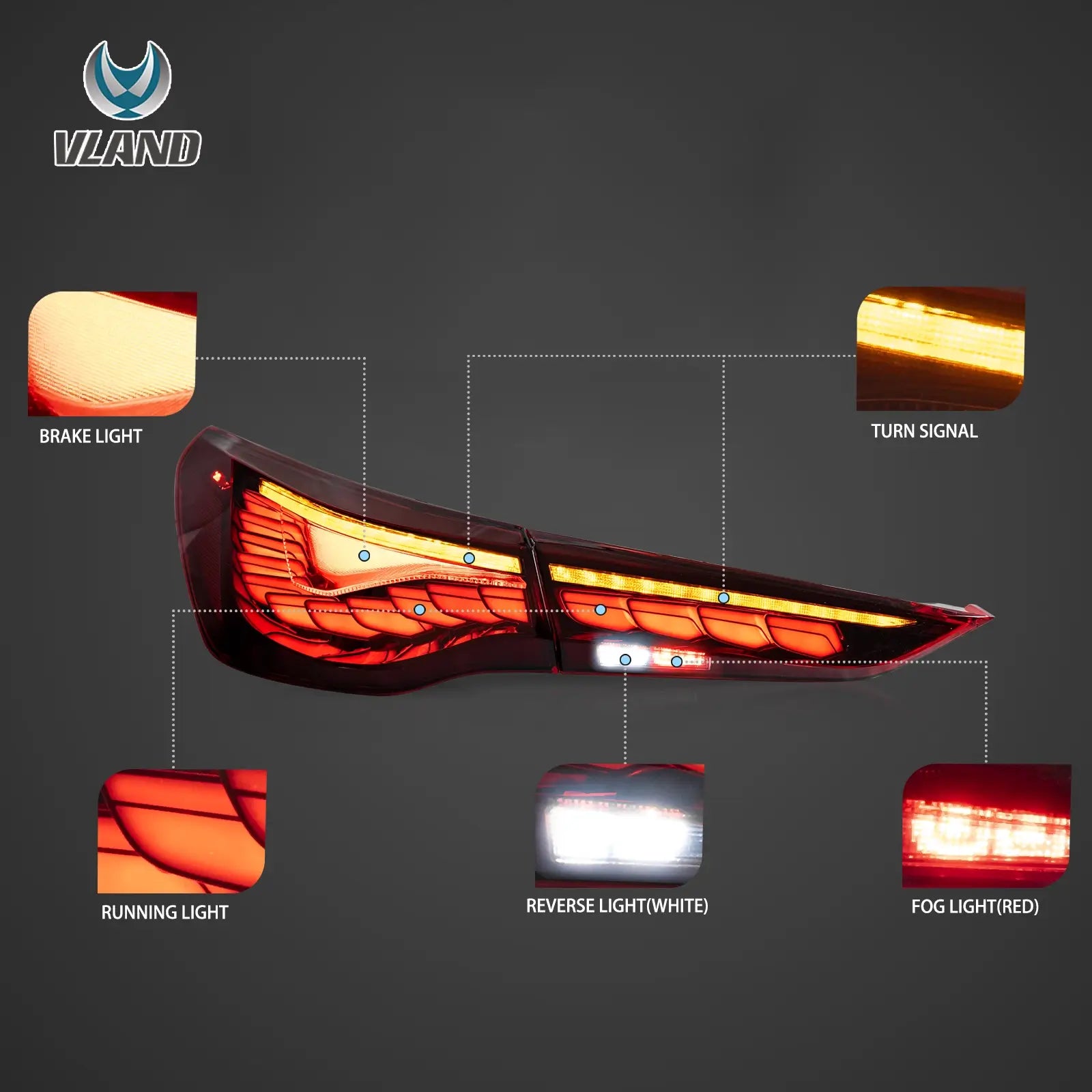 VLAND UK 20-UPVland UK BMW 4 Series 2th Gen G22/G23/G26 Vland OLED Tail Lights With Dynamic Welcome Lighting with E-Mark