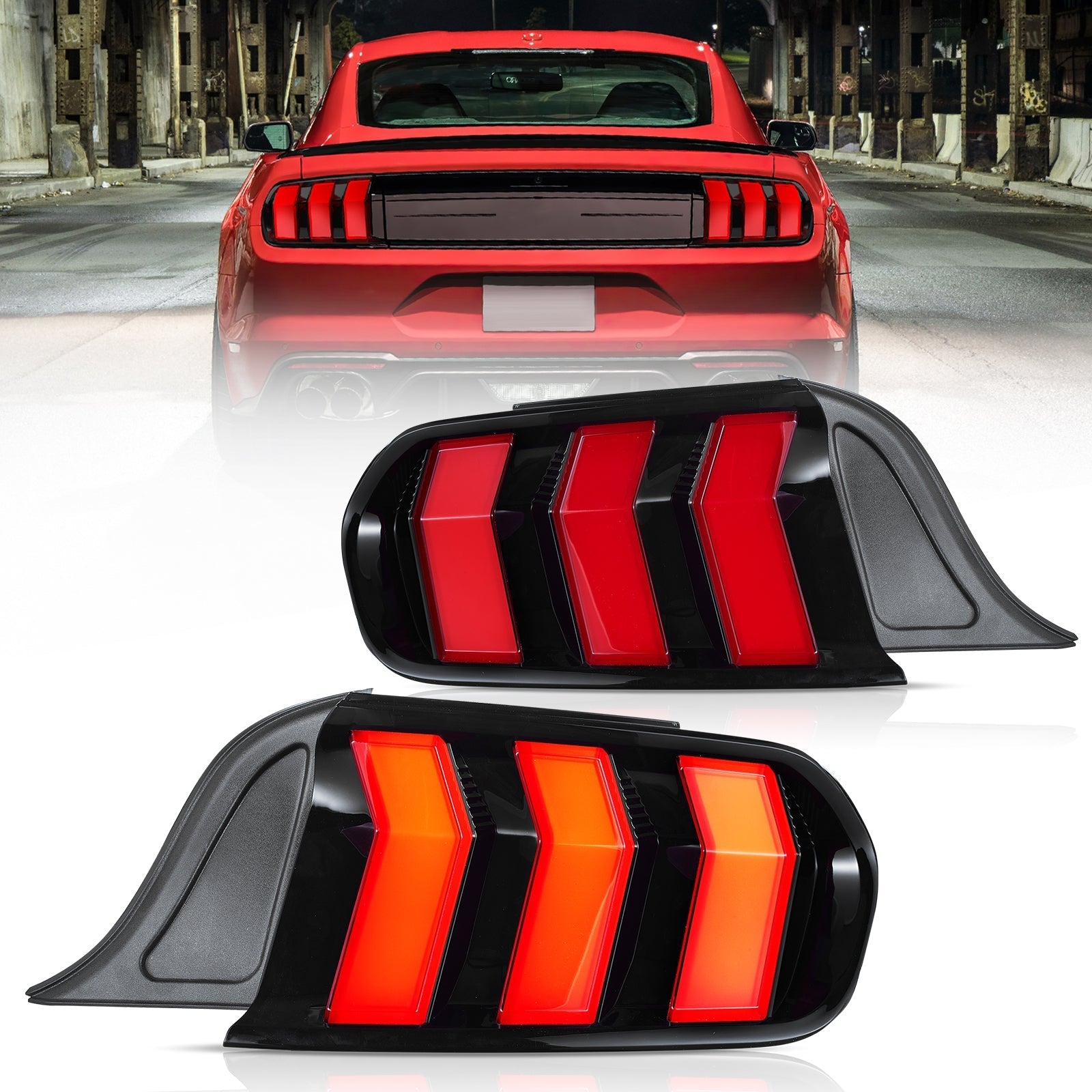 VLAND UK 2015-2023 Ford Mustang S550 with 5 Modes turn signal LED Taillights
