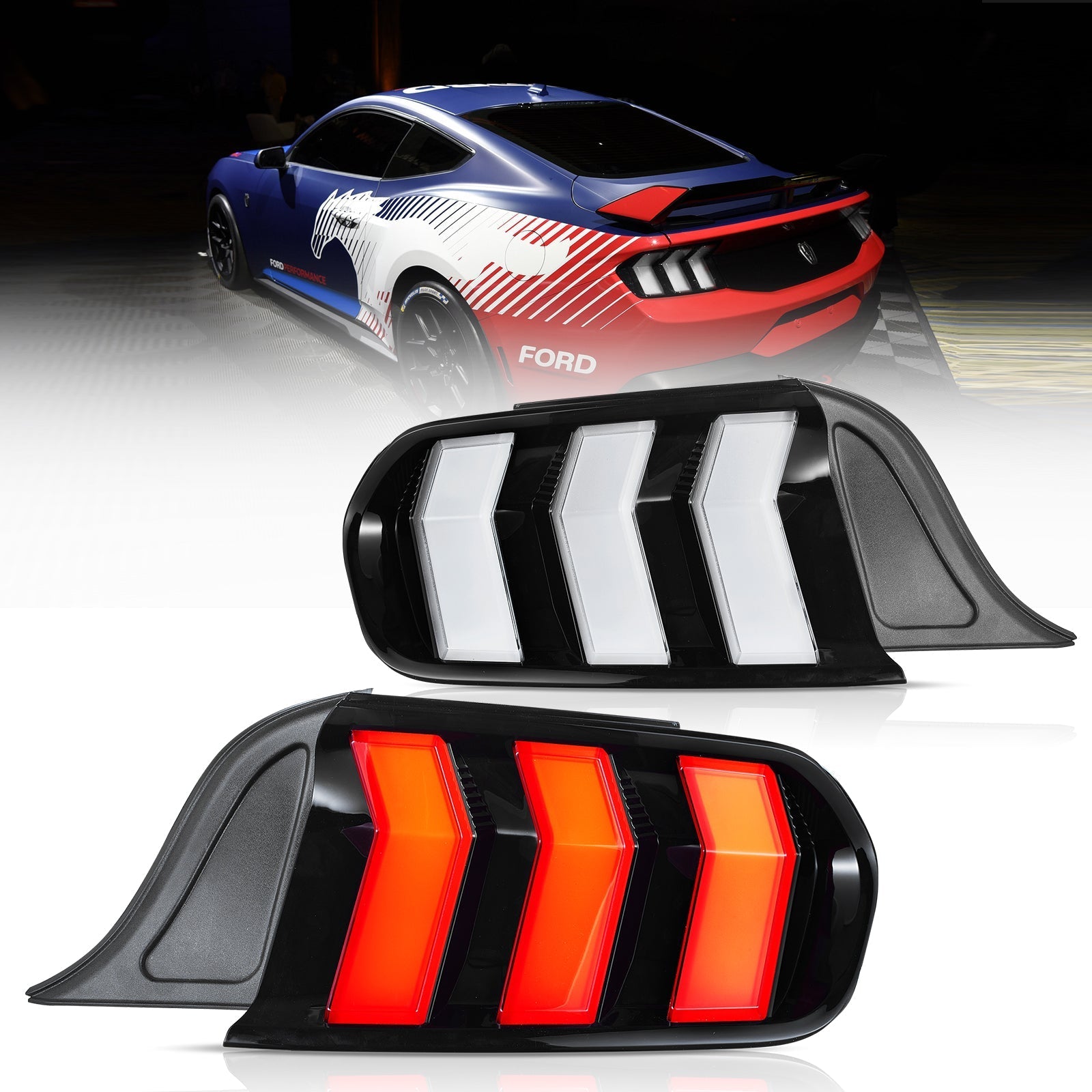VLAND UK 2015-2023 Ford Mustang S550 with 5 Modes turn signal LED Taillights