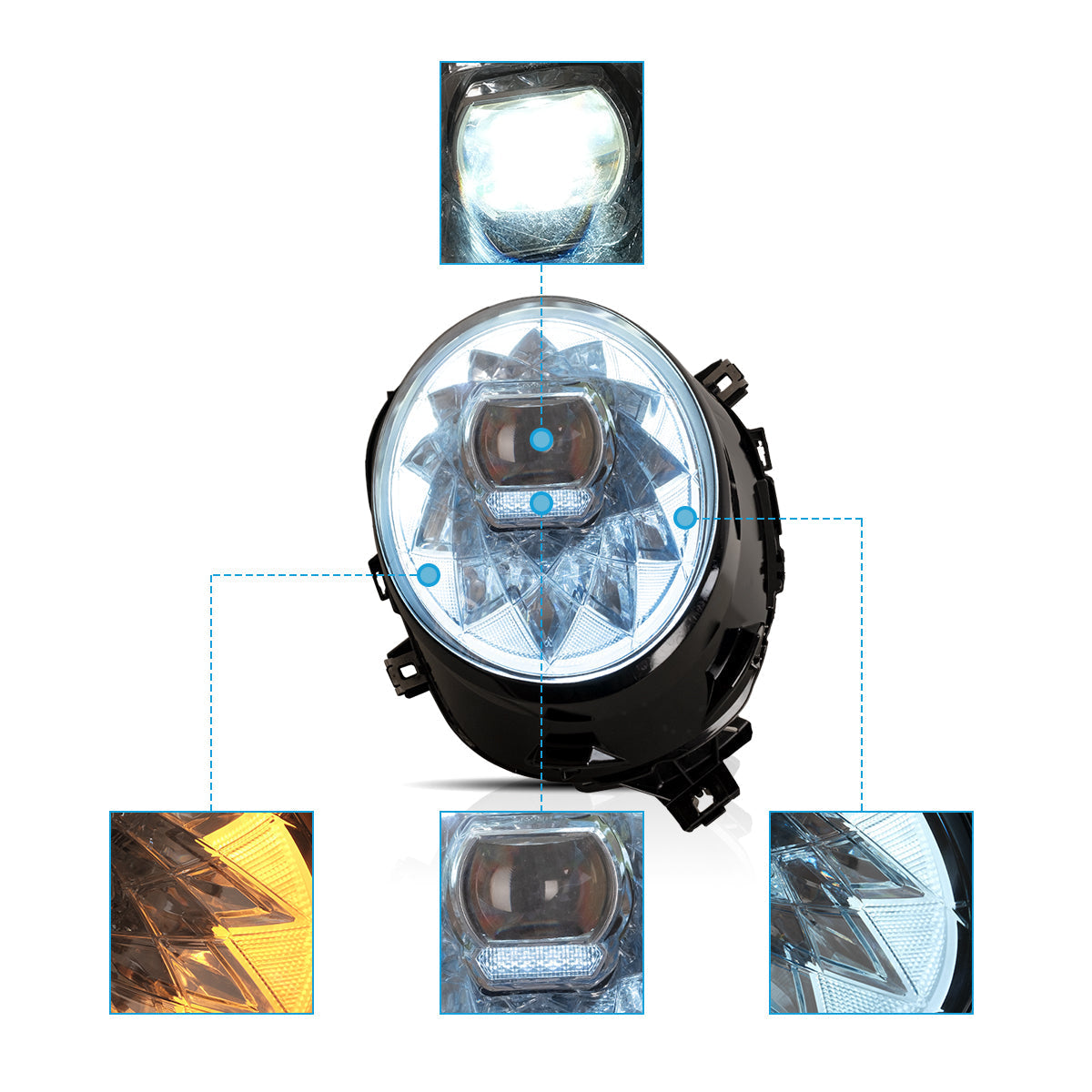 VLAND UK LED Headlights For 2014-2019 Mini Cooper F56 bentley style with E-Mark