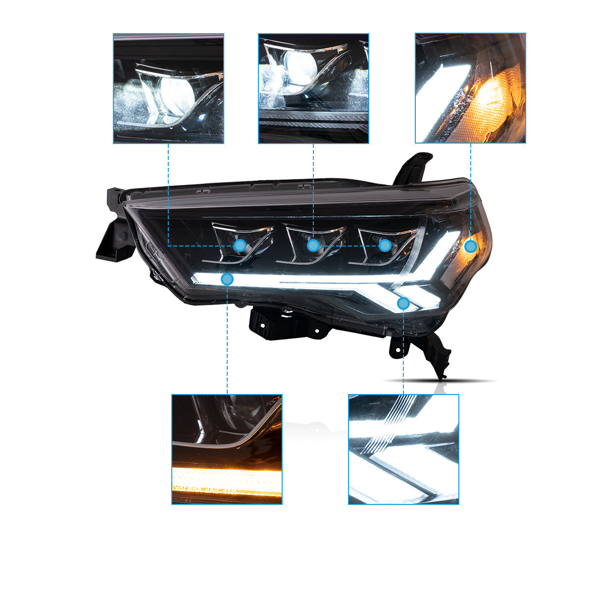 VLAND UK LED Projector Headlights for 2014-2024 Toyota 4Runner
