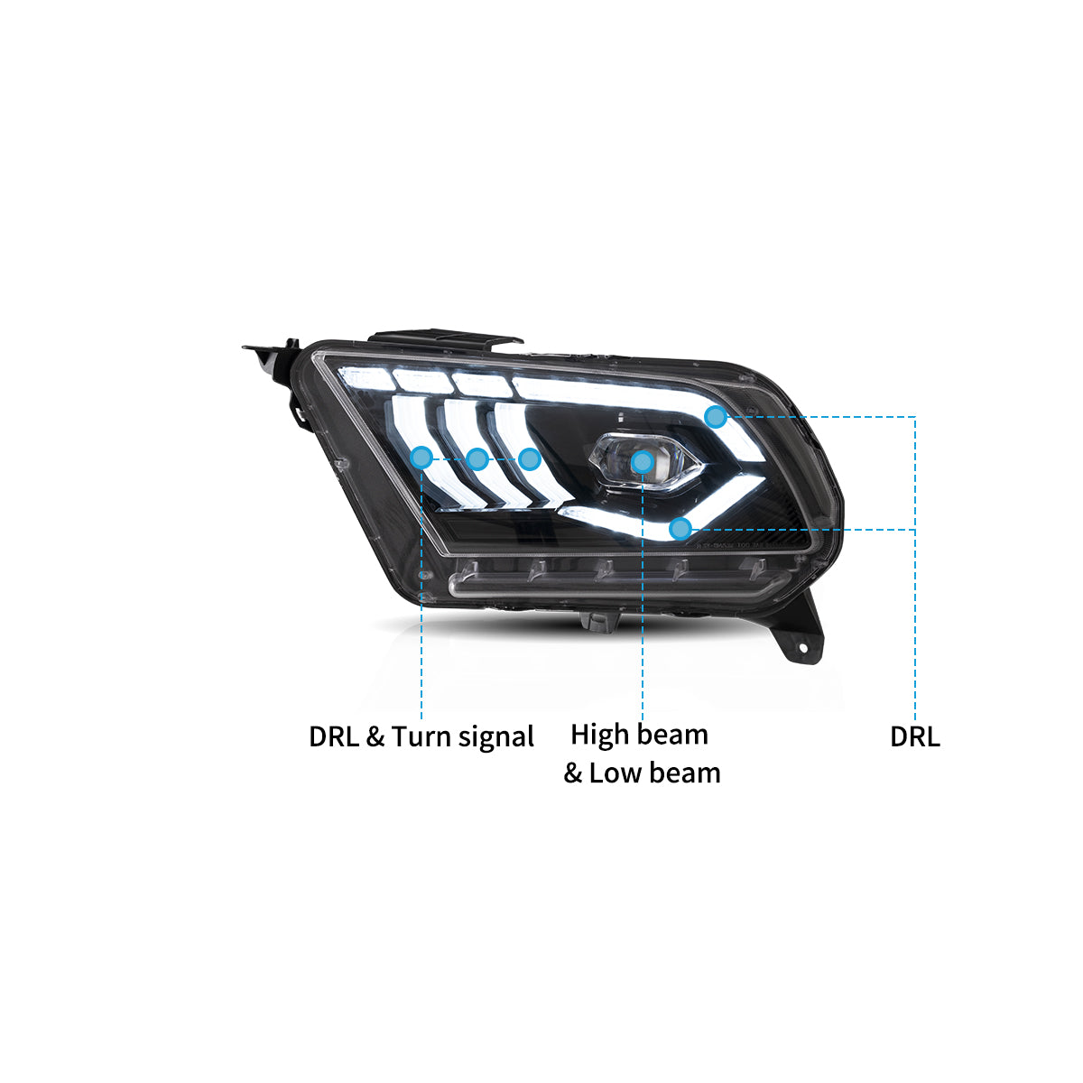 VLAND UK LED Headlights for Ford Mustang 2010-2014