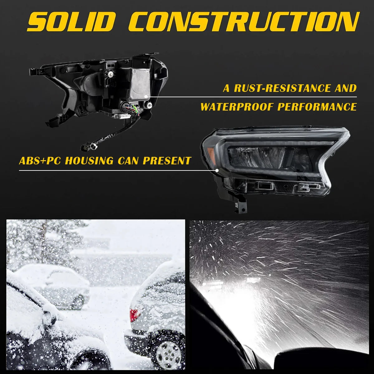 VLAND UK LED Reflection Bowl Headlights 2016-2022 PX Ford Ranger with E-Mark