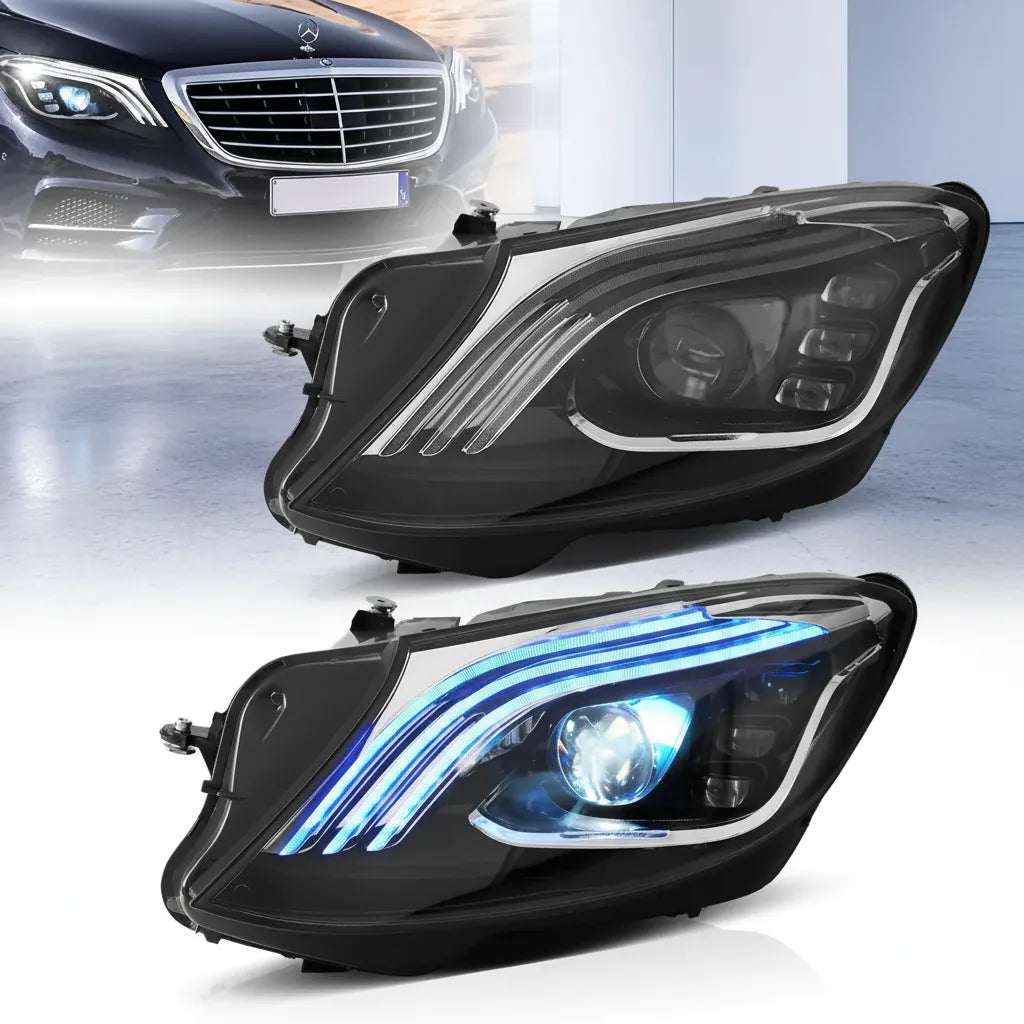 Vland UK14-17 Mercedes-Benz S-Class W222 Vland LED Dual Beam Matrix Headlights Black With Sequential Turn Signal with E-Mark