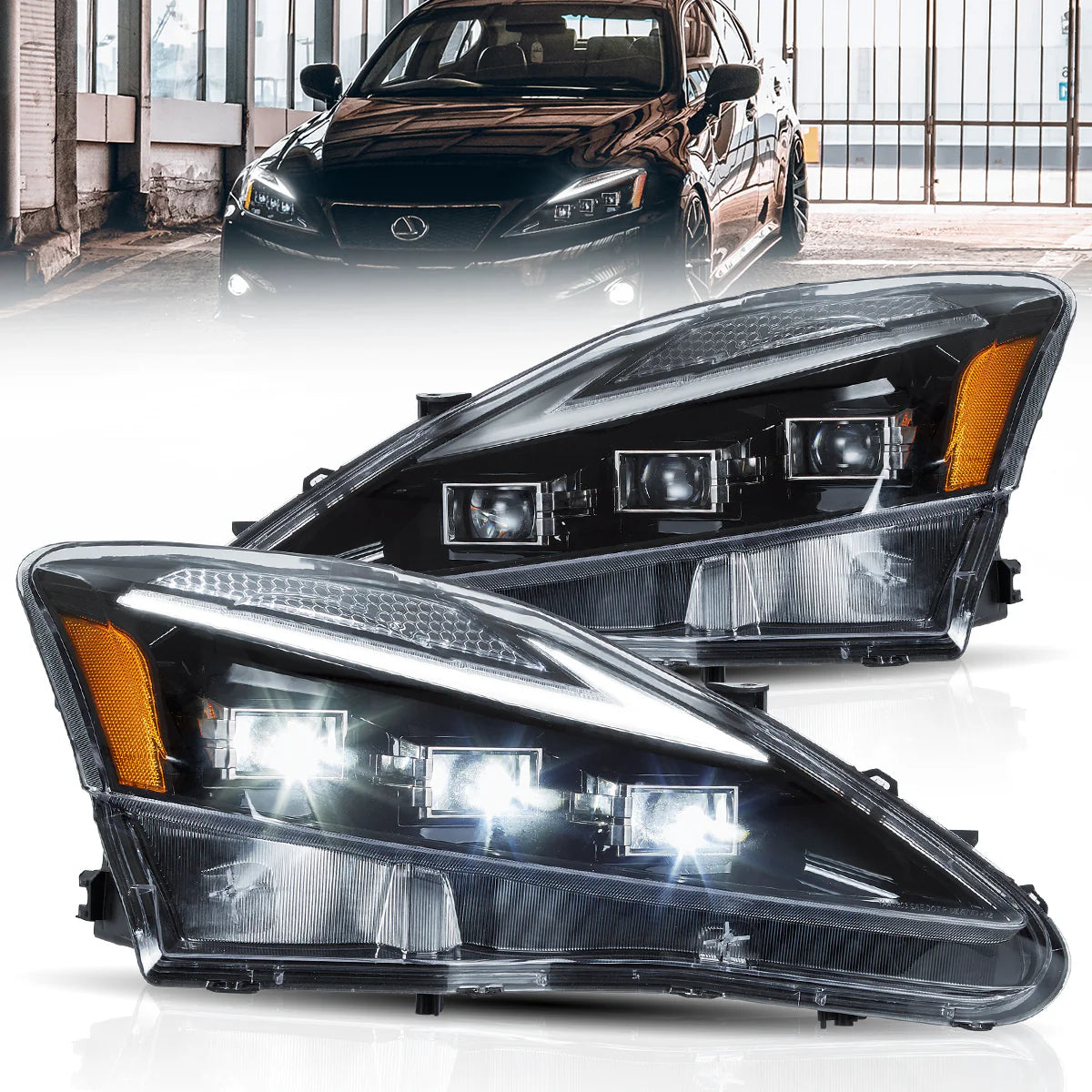 Vland UK  Full LED Headlights 2006-2013 Lexus IS250, IS350, ISF