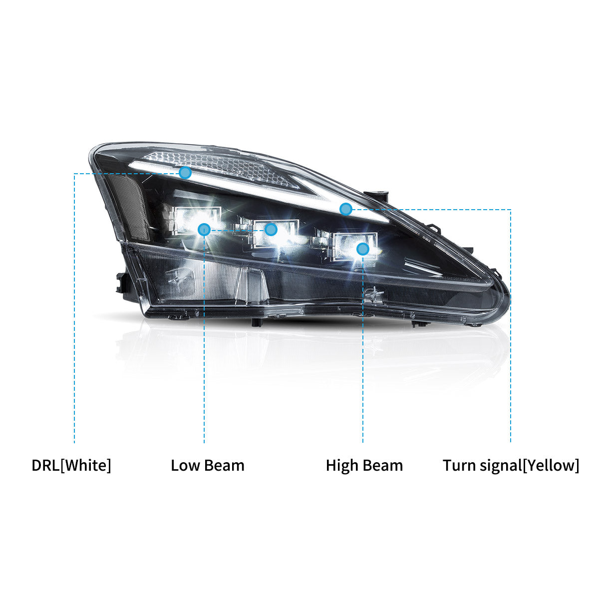 Vland UK  Full LED Headlights 2006-2013 Lexus IS250, IS350, ISF
