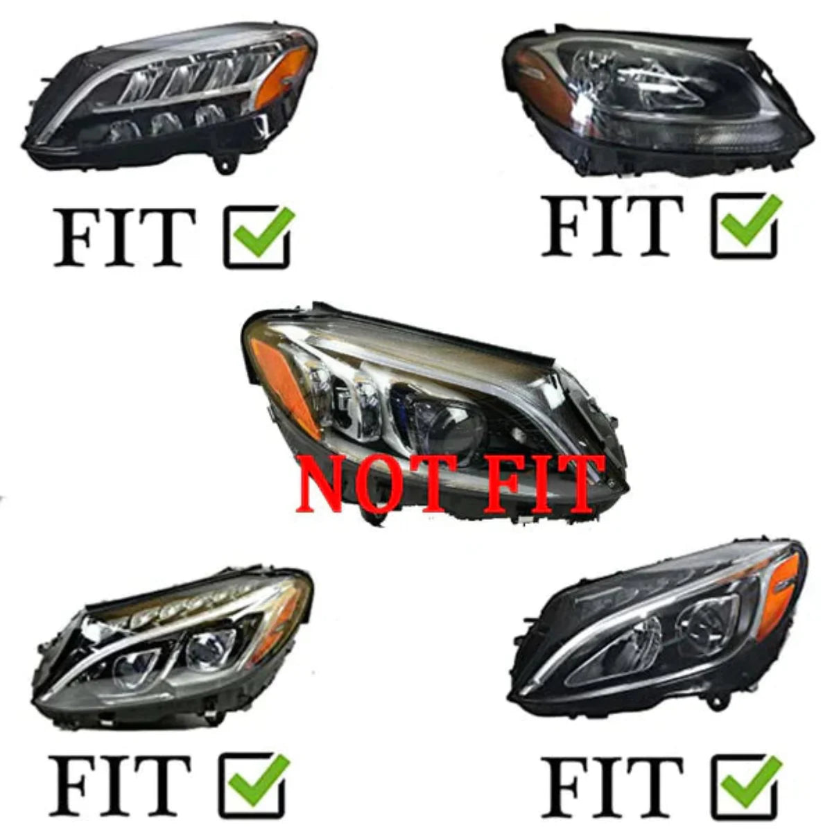 VLAND UK LED Headlights 2015-2020 Mercedes Benz C-Class 4th Gen. W205 with E-Mark