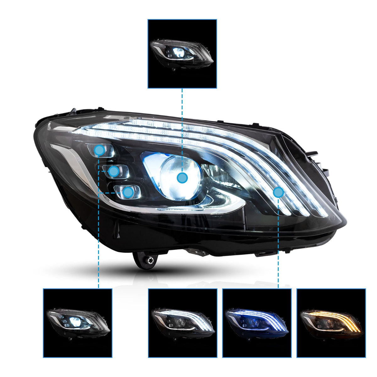 VLAND UK LED Headlights 2015-2020 Mercedes Benz C-Class 4th Gen. W205 with E-Mark