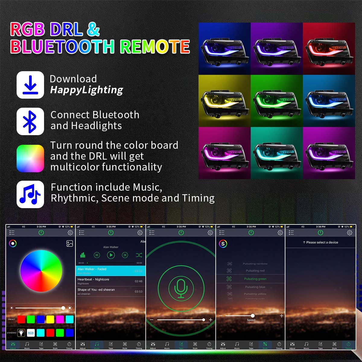 VLAND UK RGB style LED Headlights For Chevrolet  Camaro 2014 2015