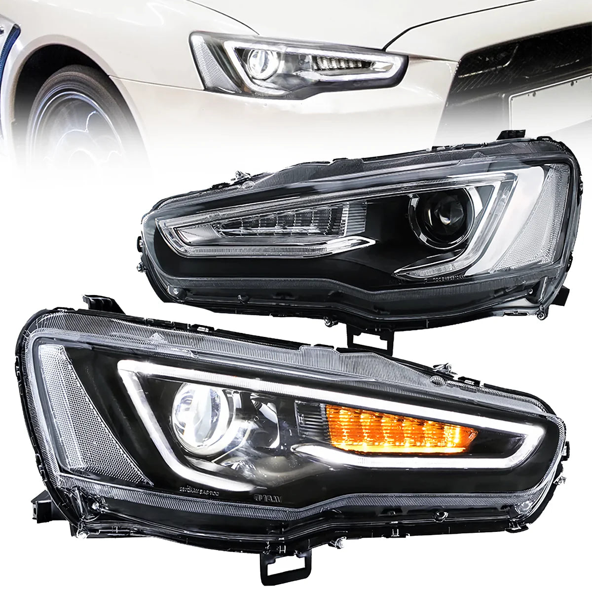 VLAND UK LED Headlights Audi Style For 2008-2017 Mitsubishi Lancer & EVO X