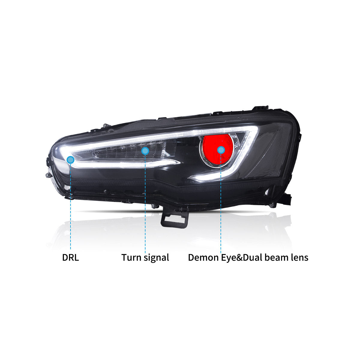 VLAND UK LED Headlights Audi Style For 2008-2017 Mitsubishi Lancer & EVO X