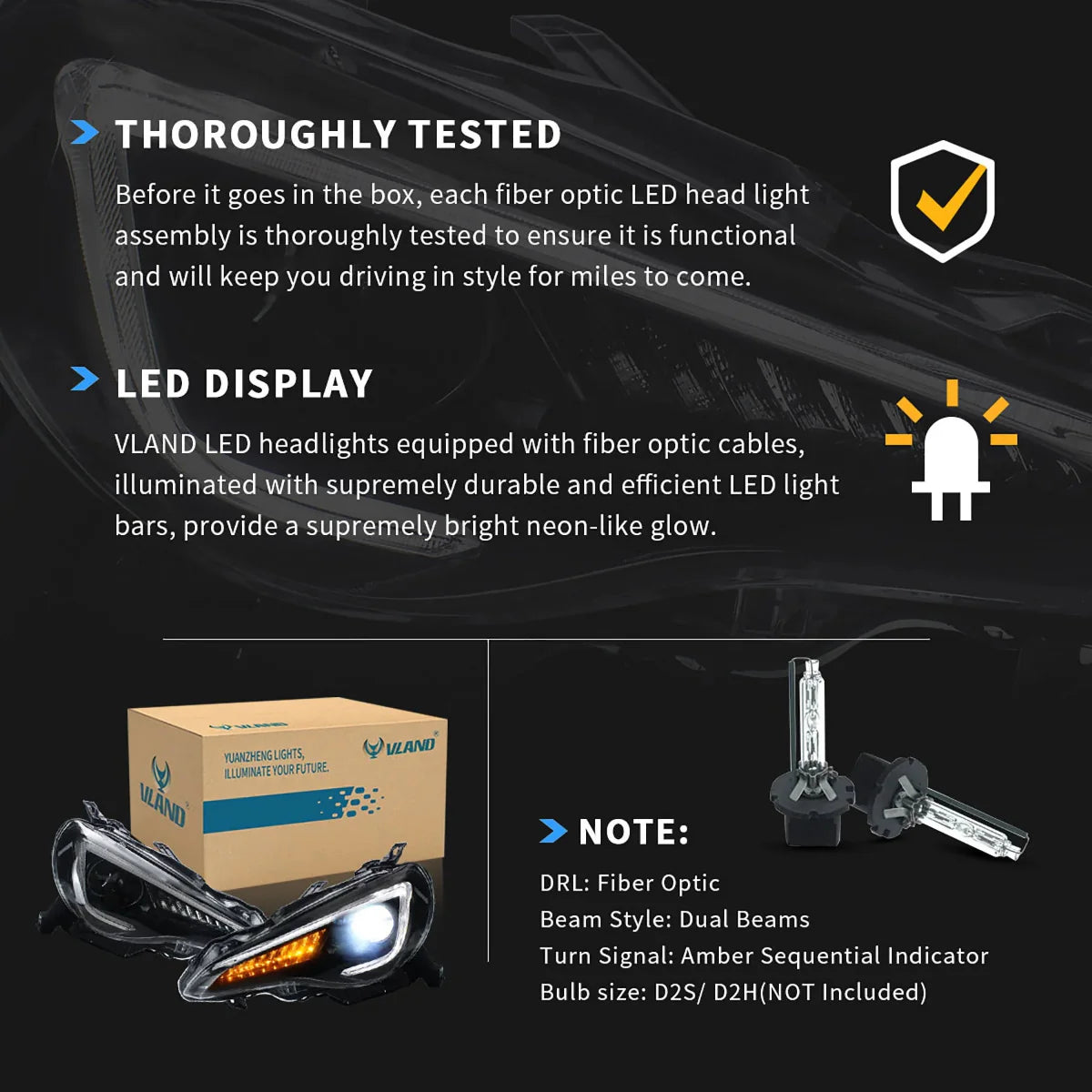 VLAND UK LED Headlights 2012-2020 Toyota 86 & Subuaru BRZ & Scion FR-S with E-Mark