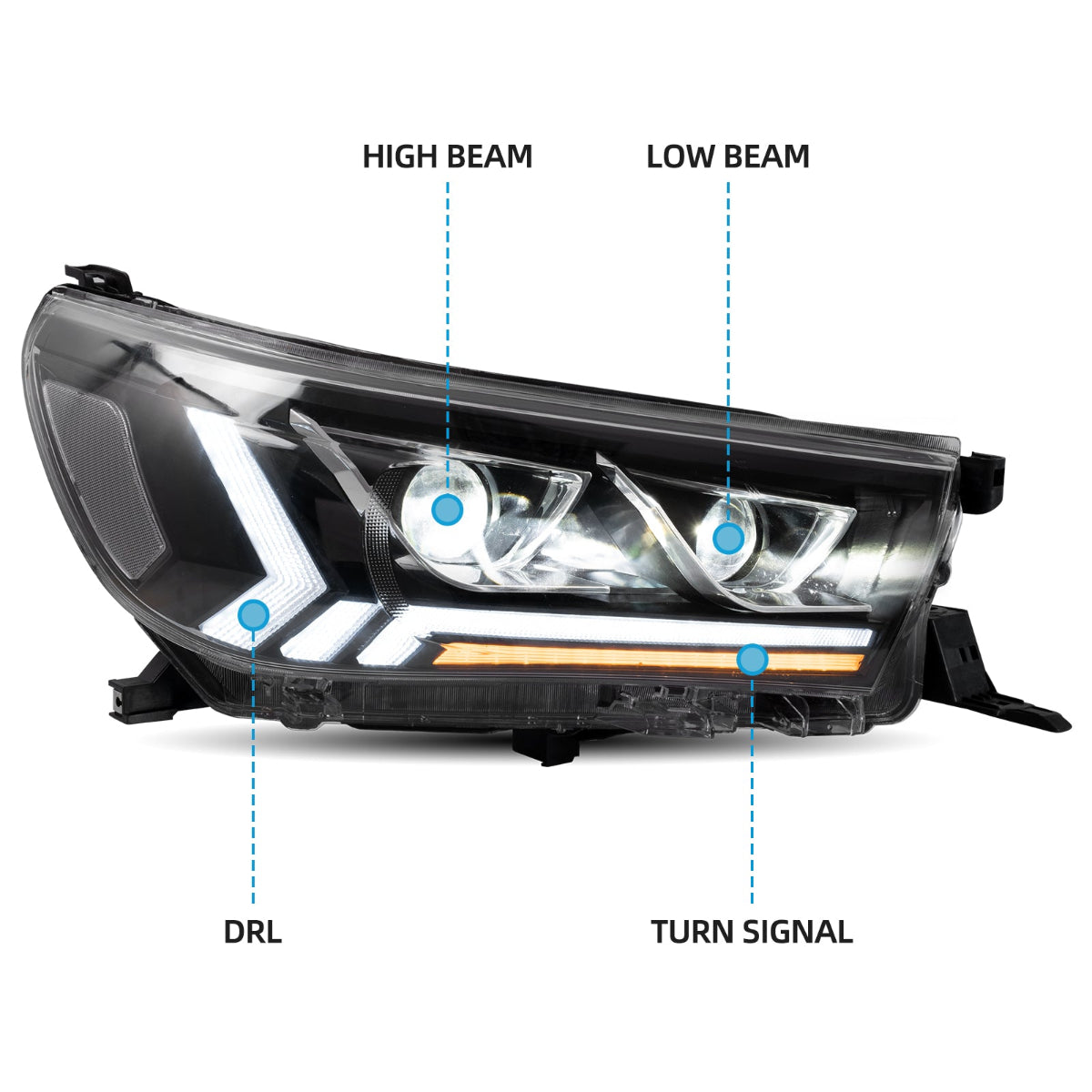 VLAND UK LED Headlights For 2015-2020 Toyota Hilux