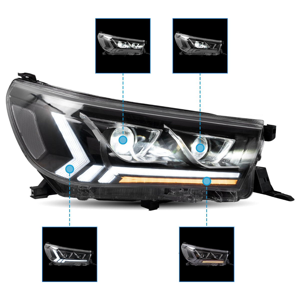 VLAND UK LED Headlights For 2015-2020 Toyota Hilux