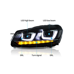 VLAND UK LED Headlights 2009-2014 Volkswagen Golf 6 MK6 with E-Mark