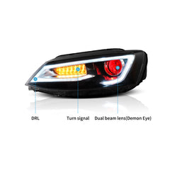 VLAND UK Headlights 2012-2018 Volkswagen Jetta/Sagitar MK6 with E-Mark