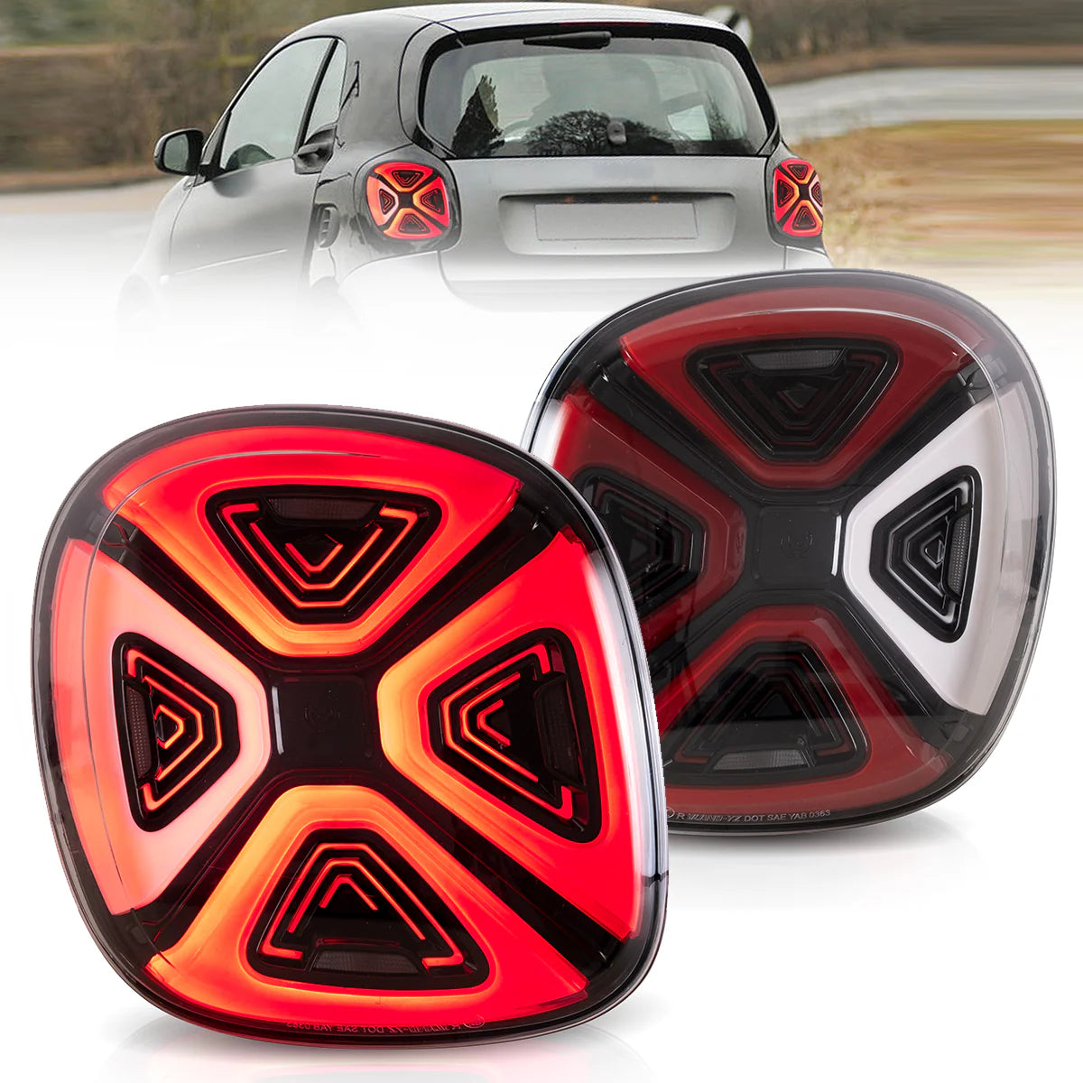 VLAND UK LED Tail Lights 2015-2020 Benz Smart Fortwo/Forfour C453/A453/W453 with E-Mark