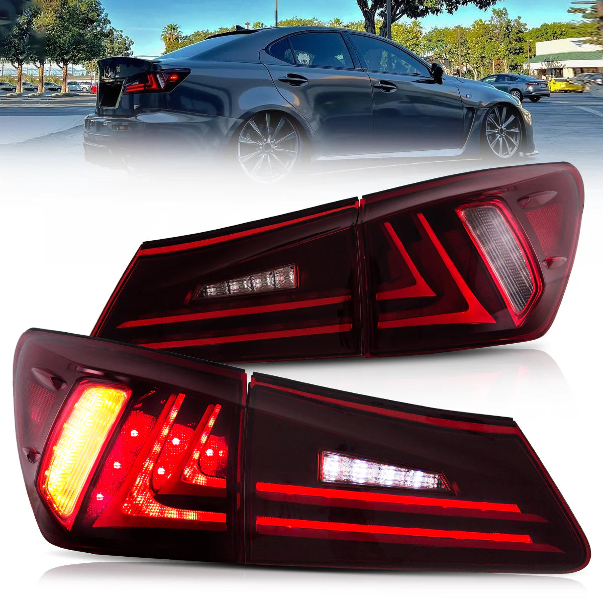 VLAND UK LED Tail Lights For 2006-2013 Lexus IS250 IS350 ISF IS200d IS220d(XE20)