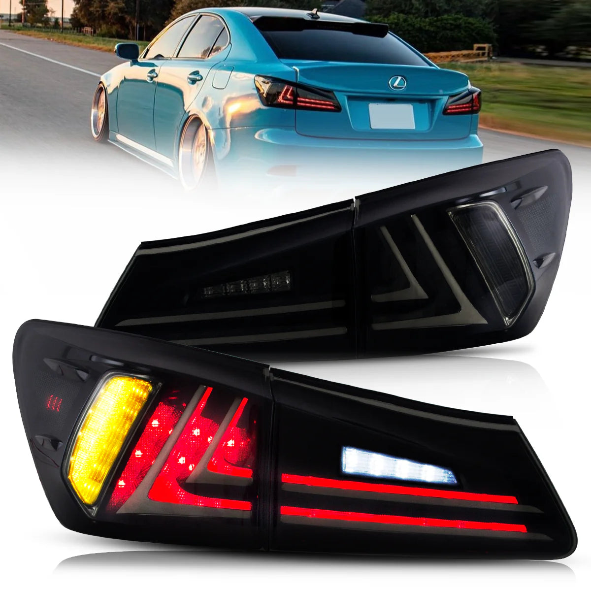 VLAND UK LED Tail Lights For 2006-2013 Lexus IS250 IS350 ISF IS200d IS220d(XE20)