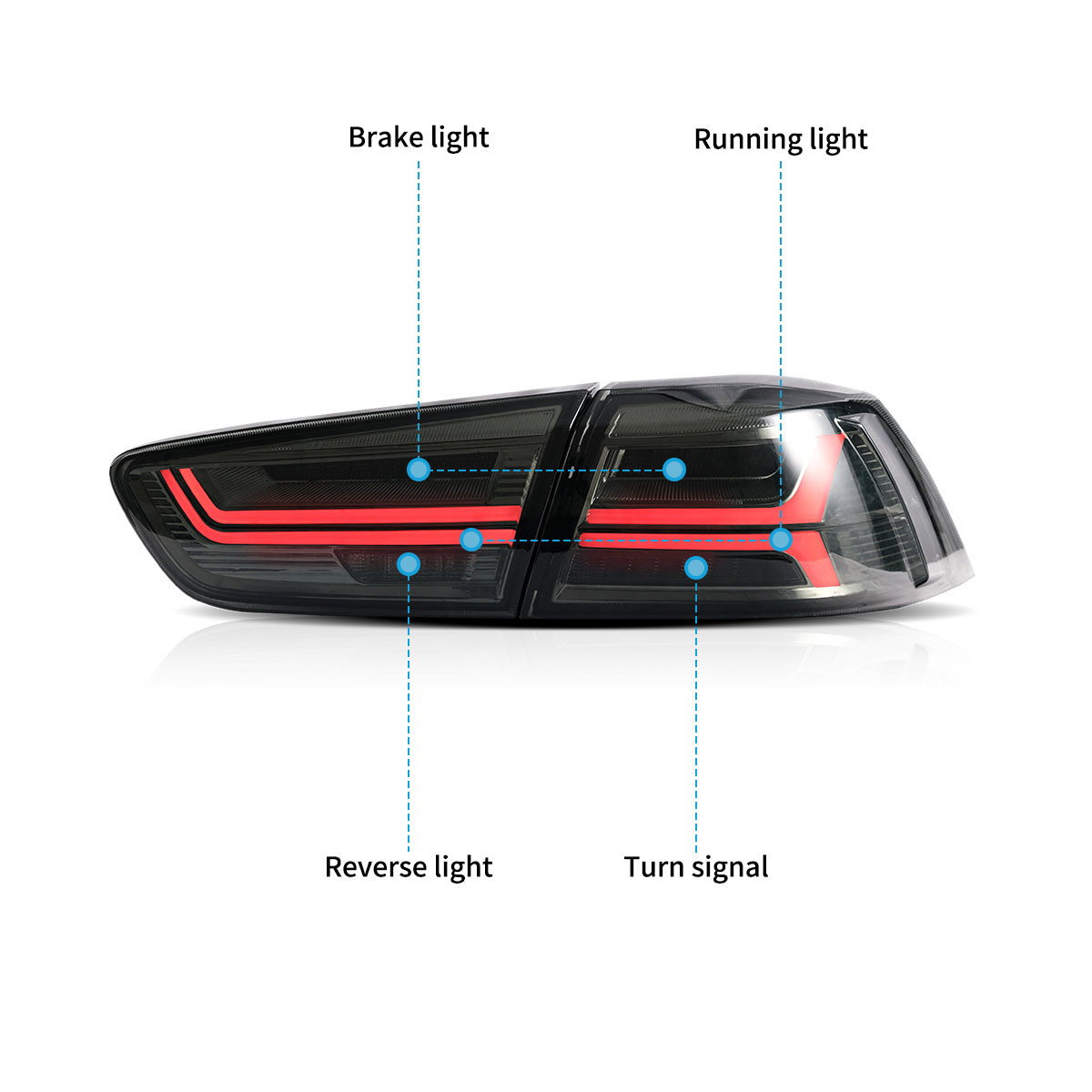 VLAND UK LED Tail Lights For 2008-2017 Mitsubushi Lancer / EVO X