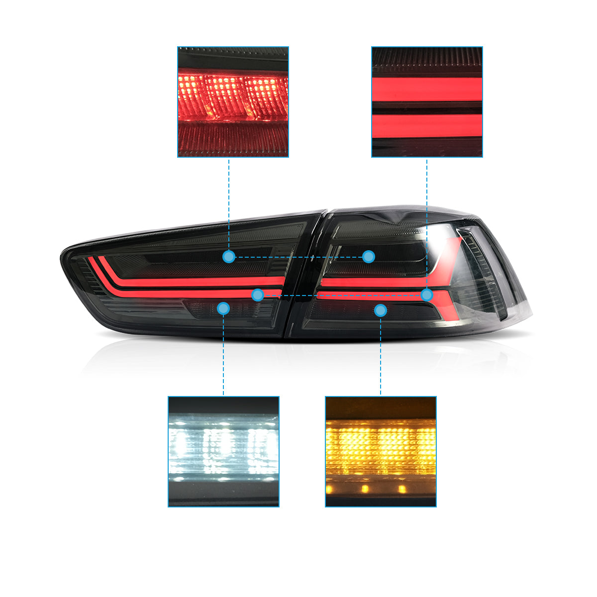 VLAND UK LED Tail Lights For 2008-2017 Mitsubushi Lancer / EVO X