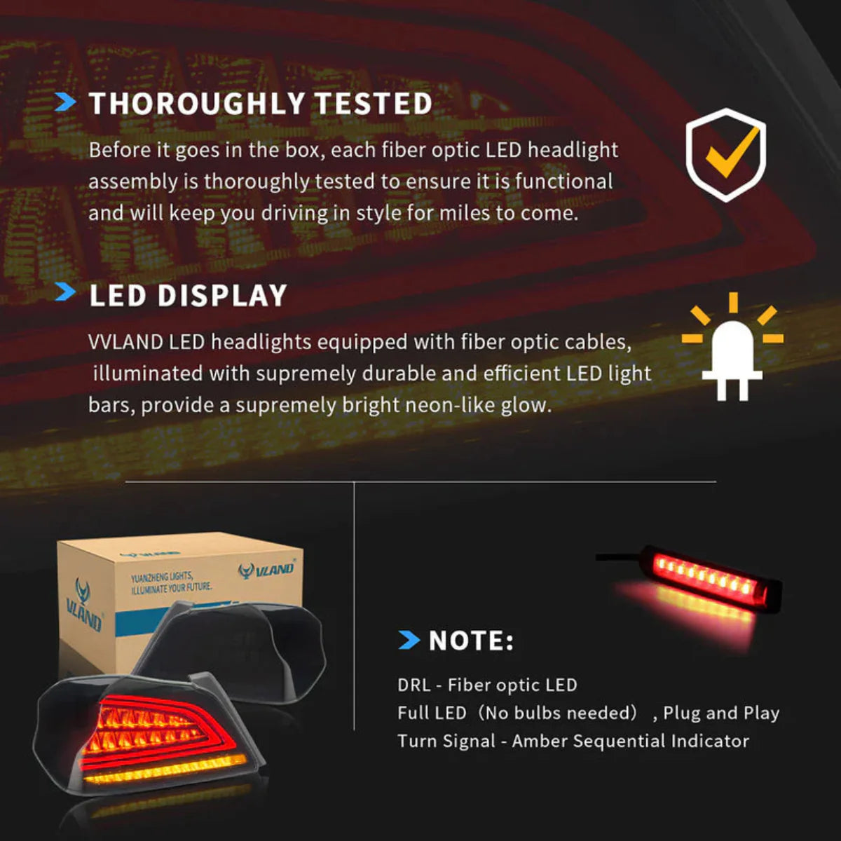 VLAND UK LED Tail Lights for 2015-2019 Subaru WRX & STI