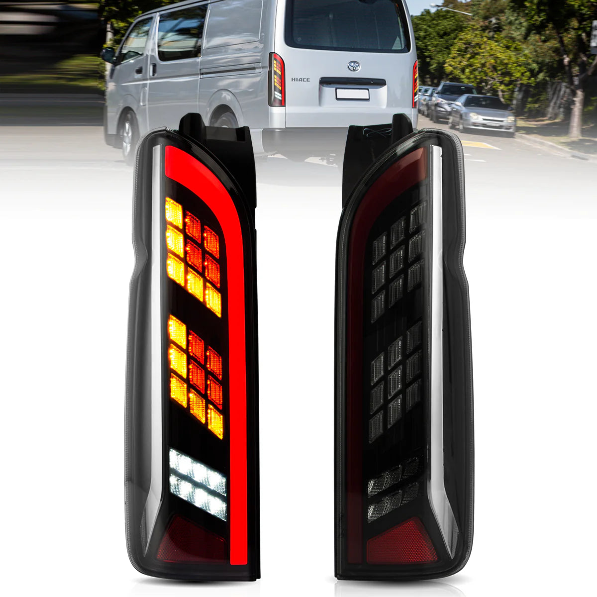 VLAND UK  LED Tail Lights Toyota Hiace 2005-2019 with Sequential Turn Signal