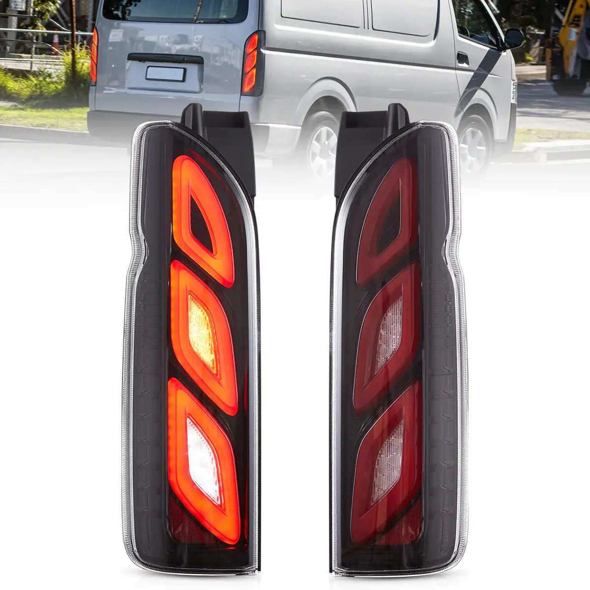 VLAND UK LED Taillights For 2005-2019 Toyota Hiace With Startup Animation