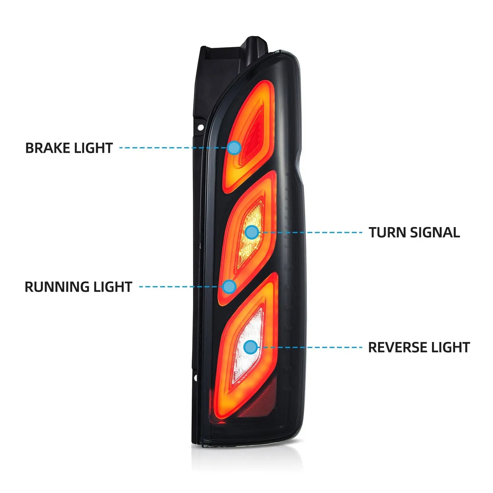 VLAND UK LED Taillights For 2005-2019 Toyota Hiace With Startup Animation