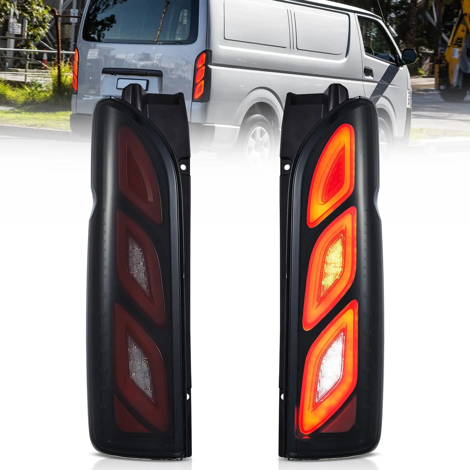 VLAND UK LED Taillights For 2005-2019 Toyota Hiace With Startup Animation