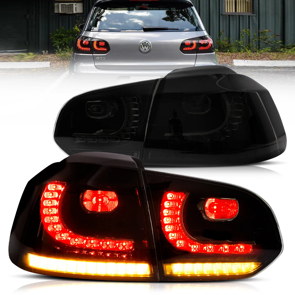 VLAND UK  LED Tail Lights 2009-2014 Volkswagen Golf 6 MK6 with E-Mark