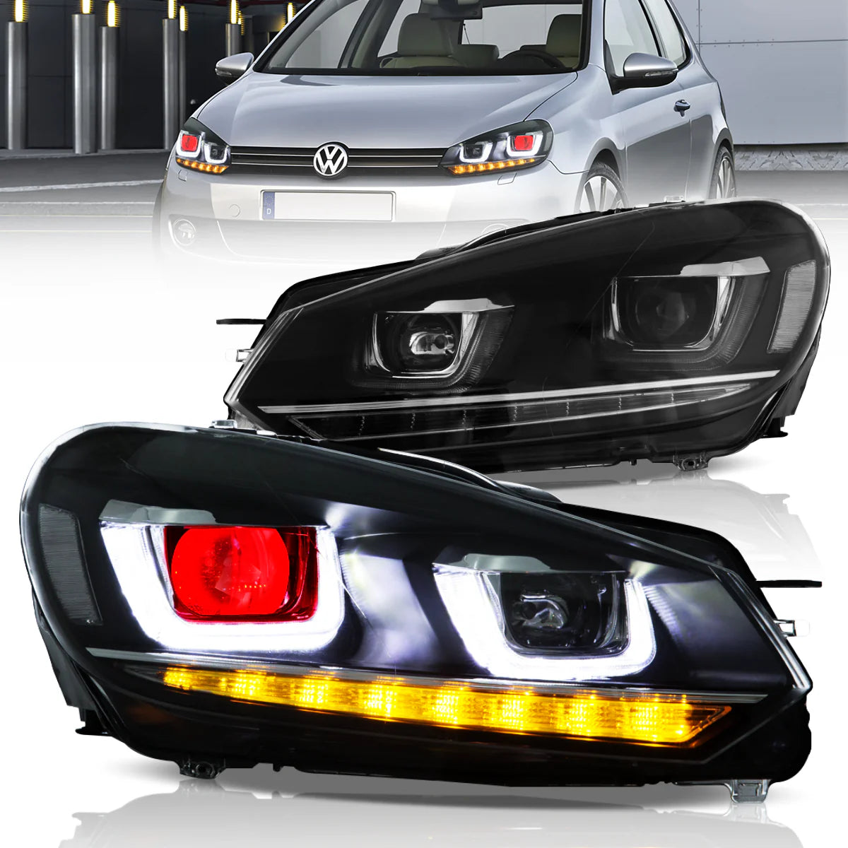 VLAND UK LED Headlights 2009-2014 Volkswagen Golf 6 MK6 with E-Mark