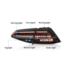 VLAND UK LED Tail Lights 2015-2021 Volkswagen Golf 7 MK7 with E-Mark