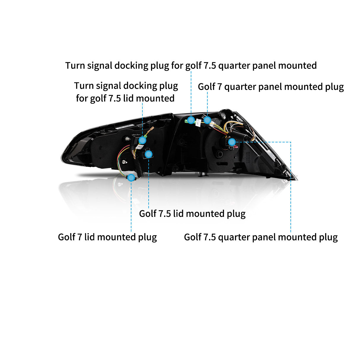 VLAND UK LED Tail Lights 2015-2021 Volkswagen Golf 7 MK7 with E-Mark