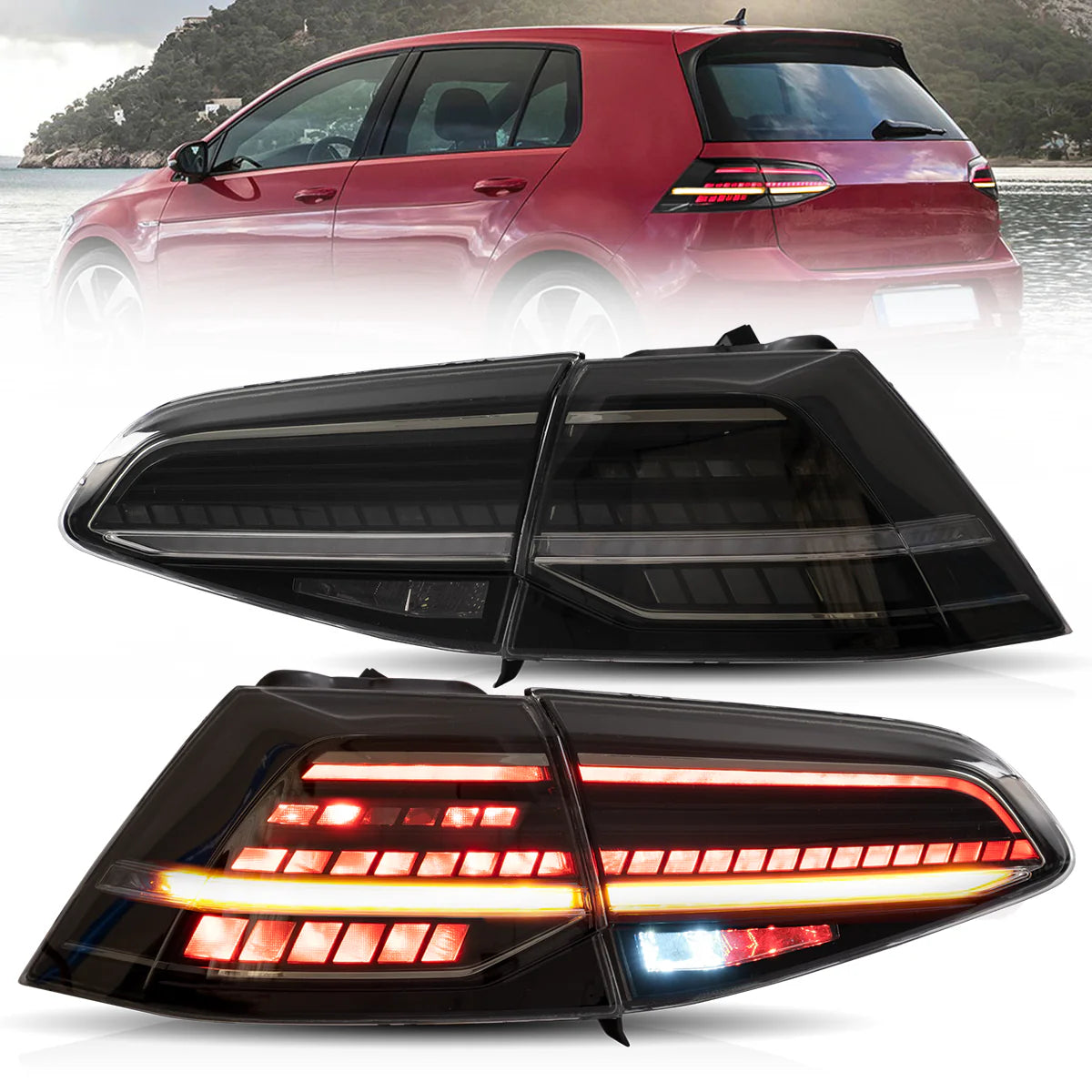VLAND UK LED Tail Lights 2015-2021 Volkswagen Golf 7 MK7 with E-Mark