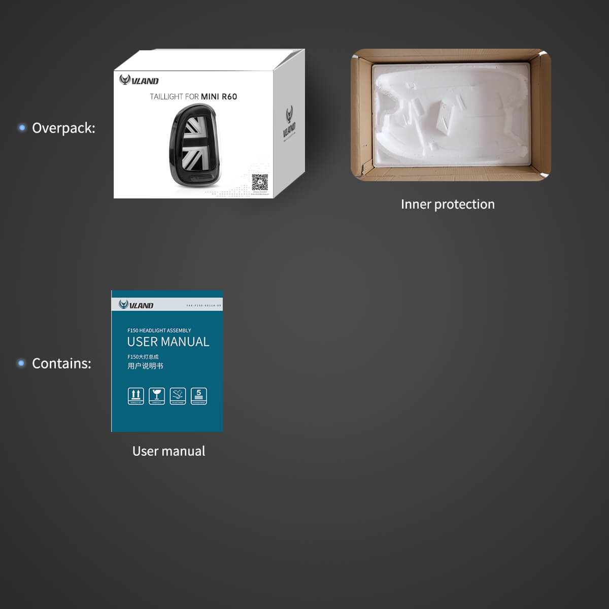 VLAND UK 10-16 Mini Cooper Countryman R60 Vland LED Tail Lights With Dynamic Welcome Lighting