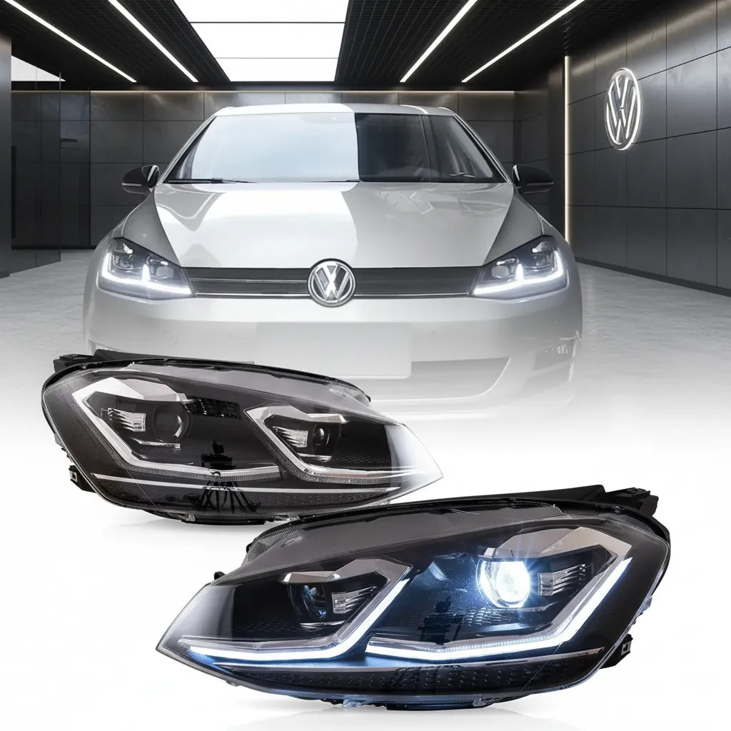 VLAND UK Full LED Headlights For Volkswagen 2015-2017 Golf MK7 Halogen Models (Europe is 2013-2016) with E-Mark